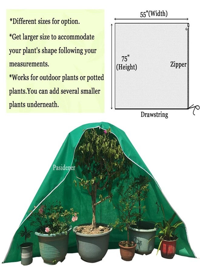 Pasidener Plant Covers Freeze Protection 2 Packs 75" X55" 2.2oz Tree Covers Frost Plant Covers Freeze Cloth for Outdoor Plants with Zipper Drawstring - Image 3